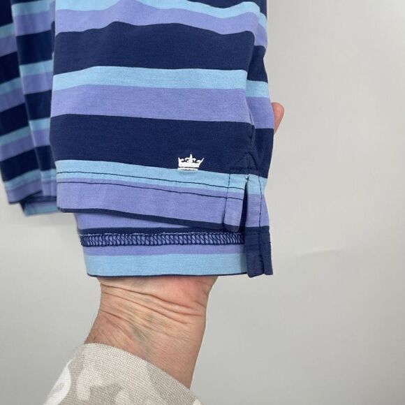 Peter Millar Men's Striped Quarter Button Polo Shirt Blue & Purple Size L - Picture 3 of 5